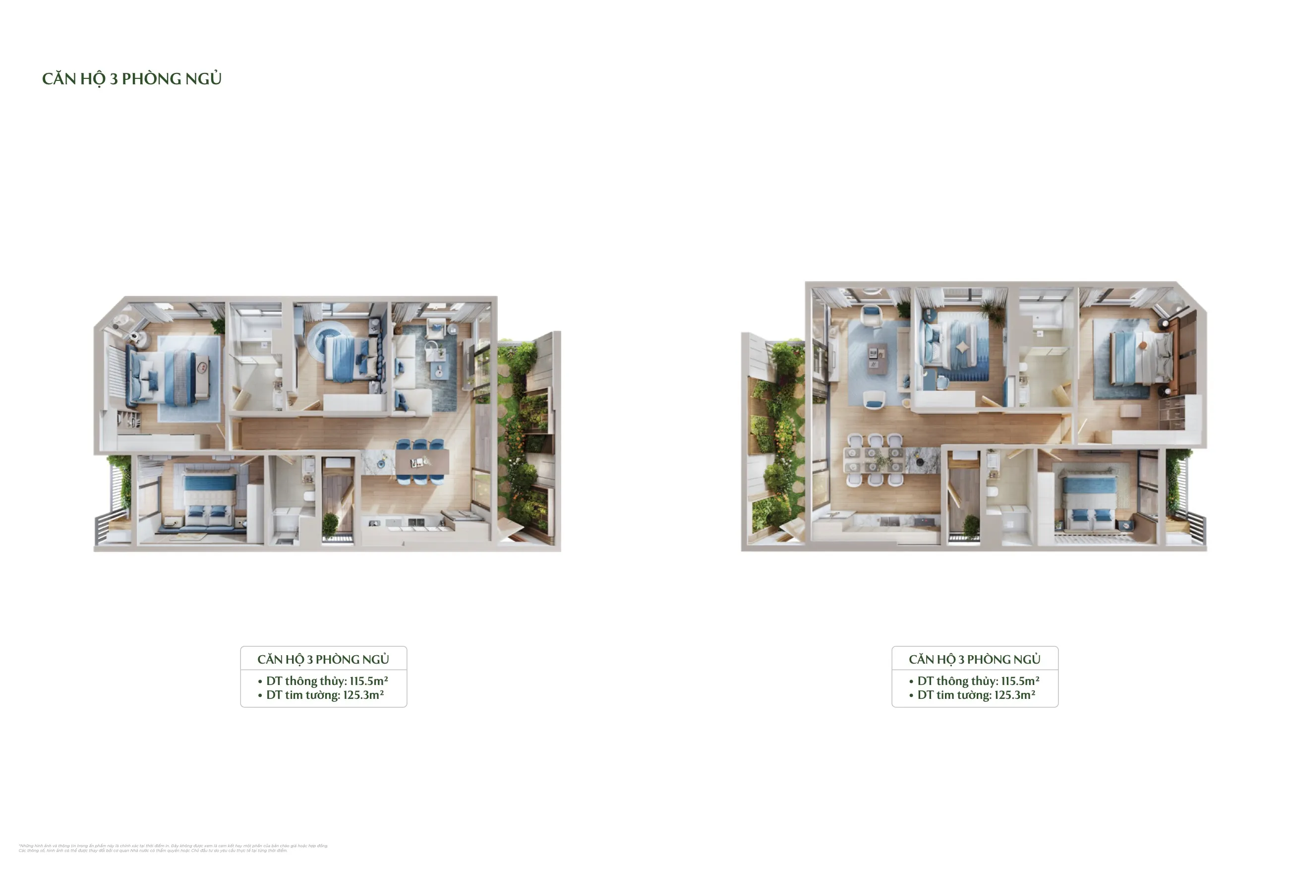 layout căn hộ 3 phòng ngủ type c d 115,5m² forest onsen eco retreat long an