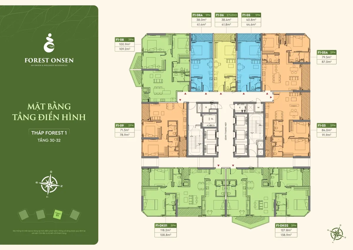 mặt bằng chi tiết garden villa tầng 2 tháp f1 forest onsen eco retreat bố cục phòng sân vườn