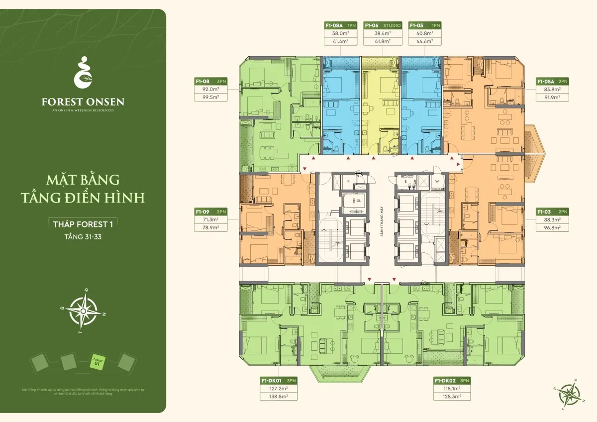 mặt bằng mezza villa tầng 3 tháp f1 forest onsen eco retreat long an ban công vườn riêng