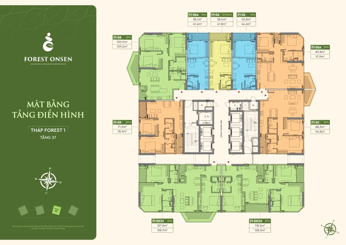 mặt bằng thương mại khối đế tầng 1 tháp f1 forest onsen eco retreat long an