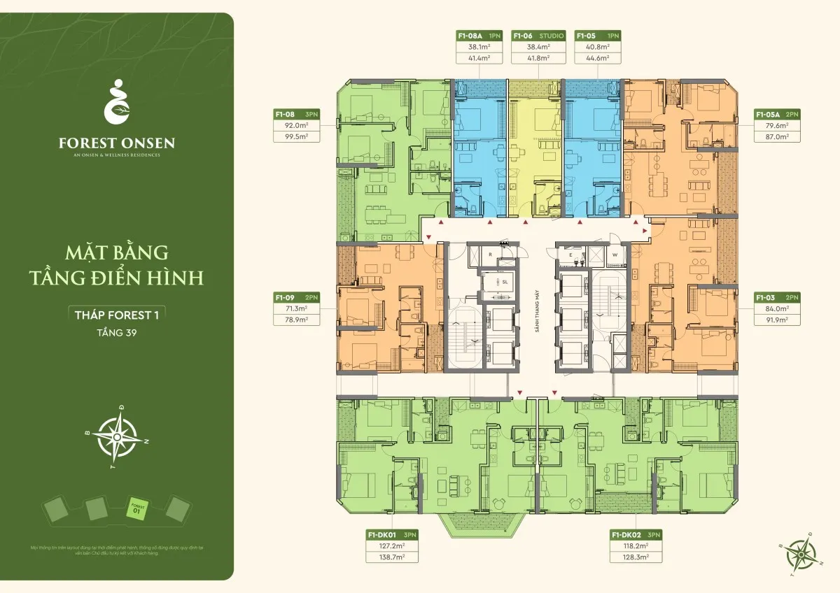 mặt bằng sky villa penthouse tầng 41 tháp f1 forest onsen eco retreat long an