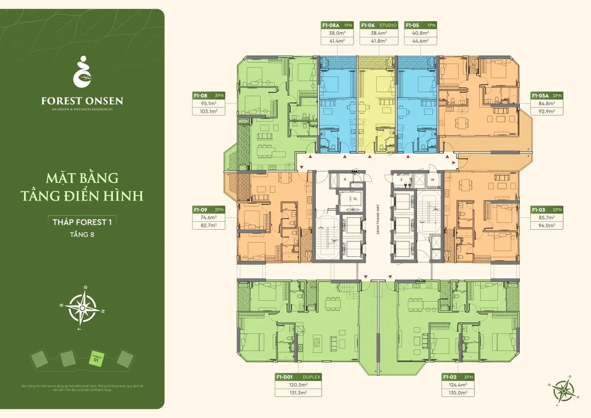mặt bằng tầng điển hình tầng 22-40 tháp f1 forest onsen eco retreat long an