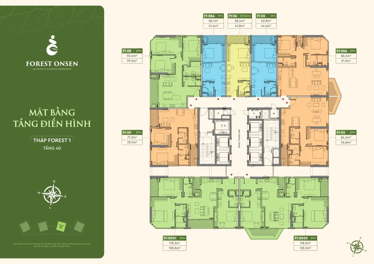 mặt bằng duplex tầng 21 phòng ngủ tháp f1 forest onsen eco retreat long an