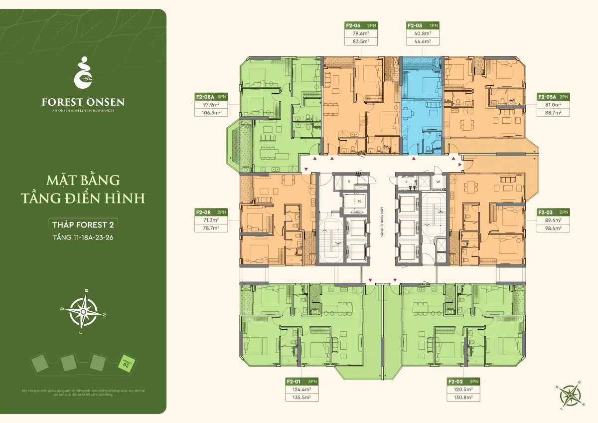 mặt bằng tầng 11 18A 23 26 tháp f2 forest onsen eco retreat long an