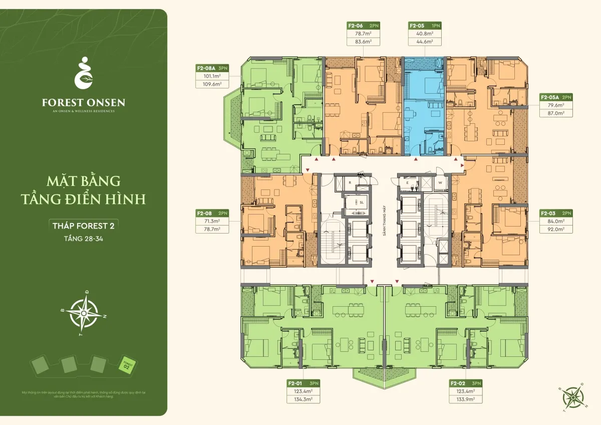 mặt bằng tầng 28 34 tháp f2 forest onsen eco retreat long an