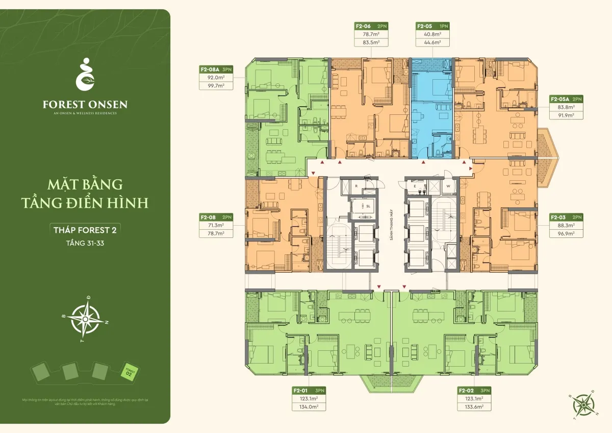 mặt bằng tầng 31 33 tháp f2 forest onsen eco retreat long an
