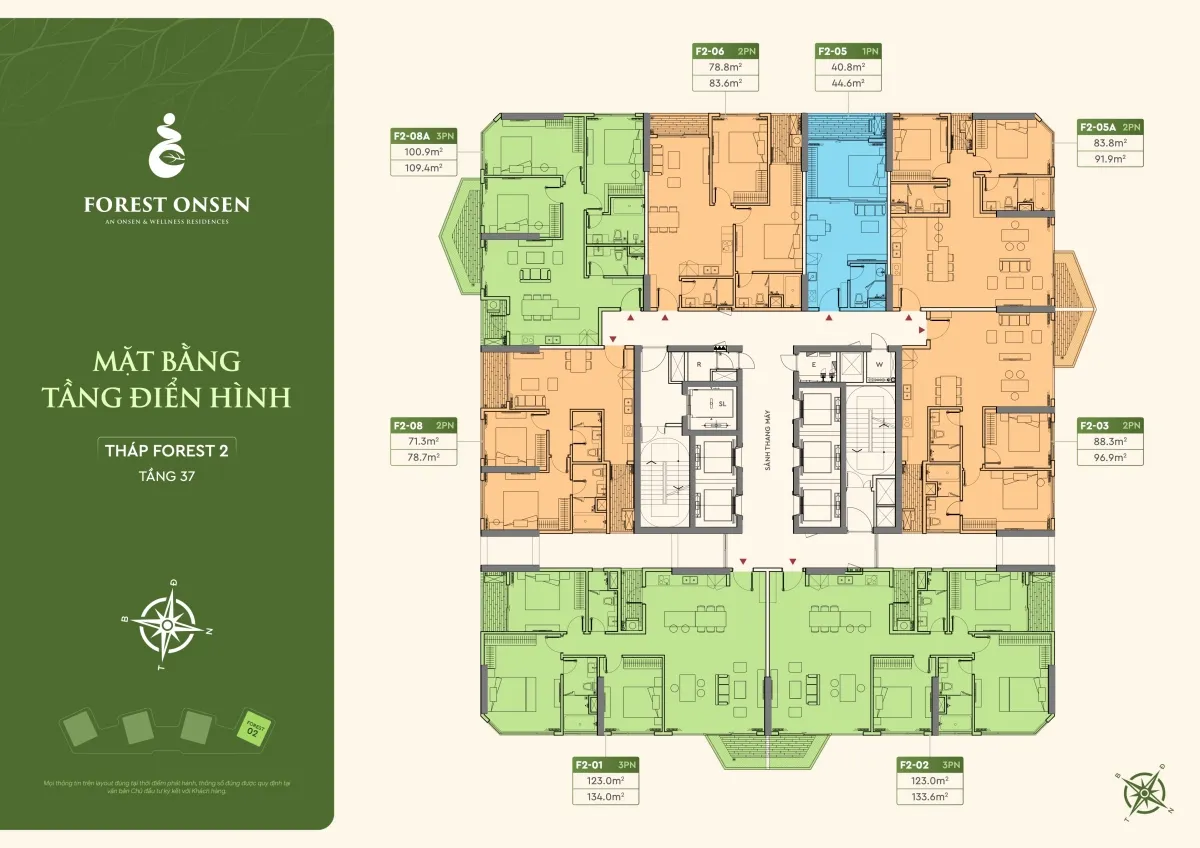 mặt bằng tầng 37 tháp f2 forest onsen eco retreat long an