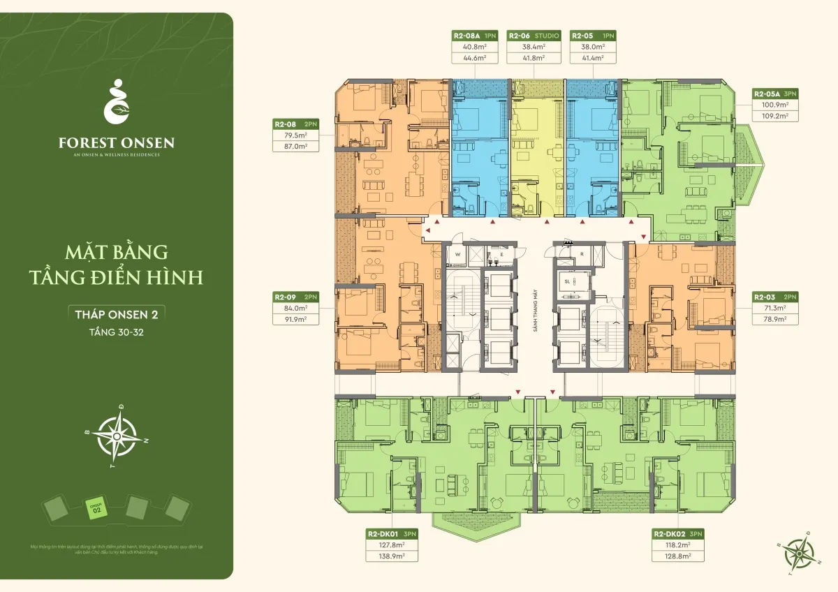 mặt bằng tầng 30 32 tháp r2 forest onsen eco retreat long an