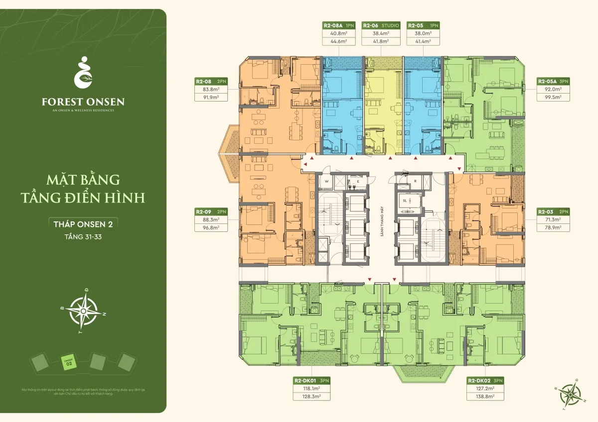mặt bằng tầng 31 33 tháp r2 forest onsen eco retreat long an