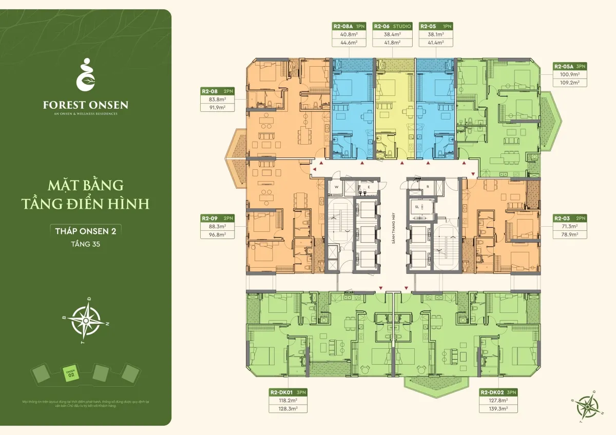 mặt bằng tầng 35 tháp r2 forest onsen eco retreat long an
