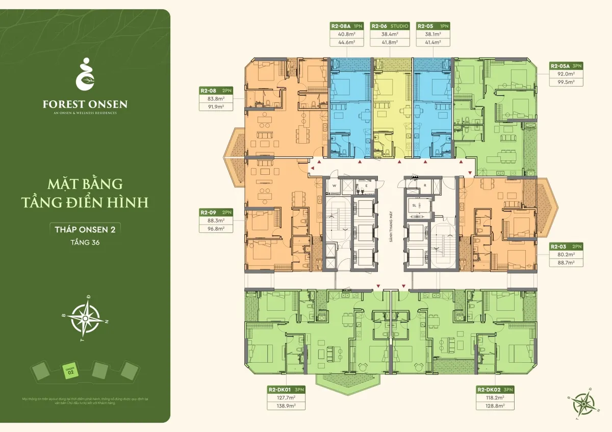 mặt bằng tầng 36 tháp r2 forest onsen eco retreat long an