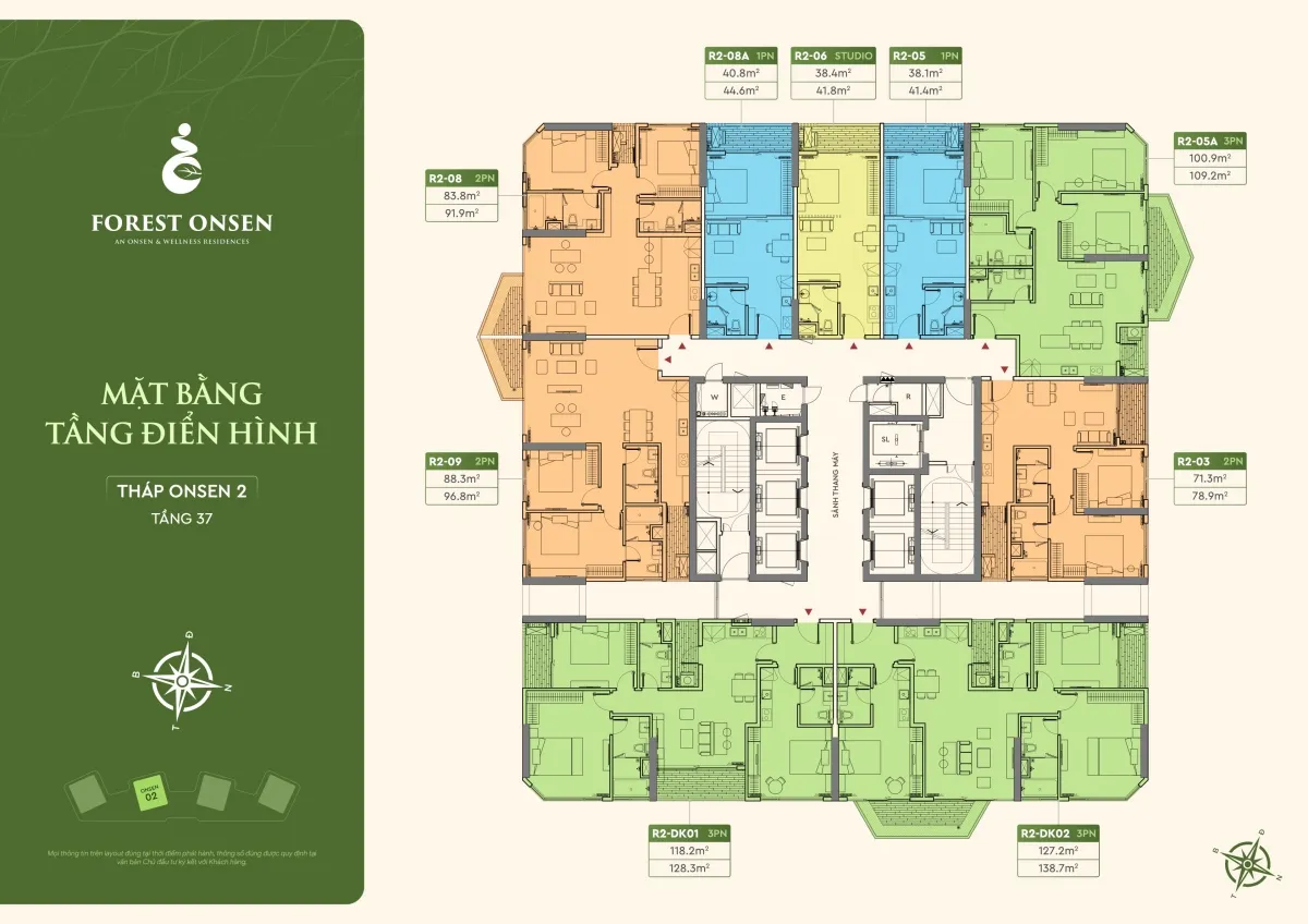 mặt bằng tầng 37 tháp r2 forest onsen eco retreat long an