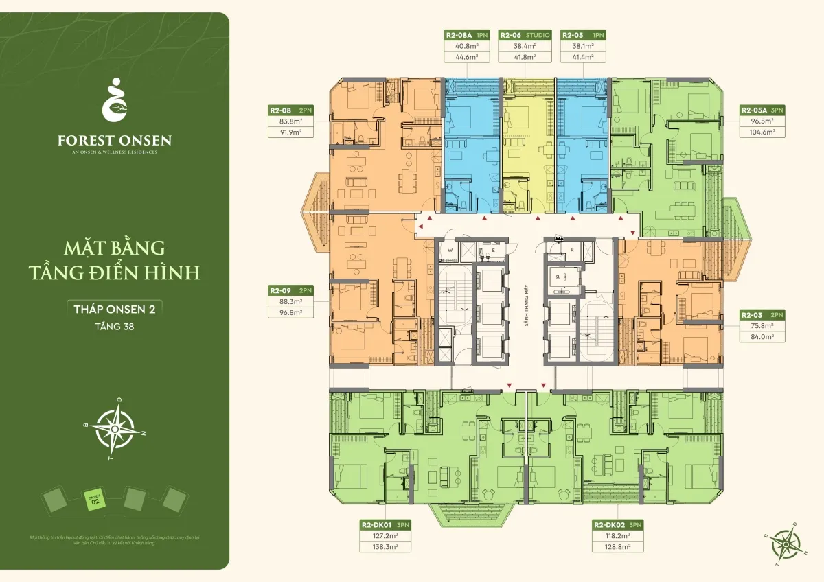 mặt bằng tầng 38 tháp r2 forest onsen eco retreat long an