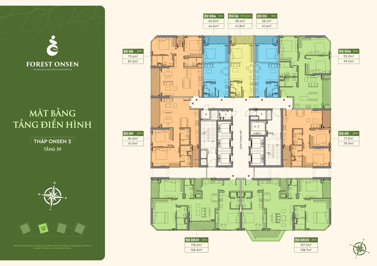 mặt bằng tầng 39 tháp r2 forest onsen eco retreat long an
