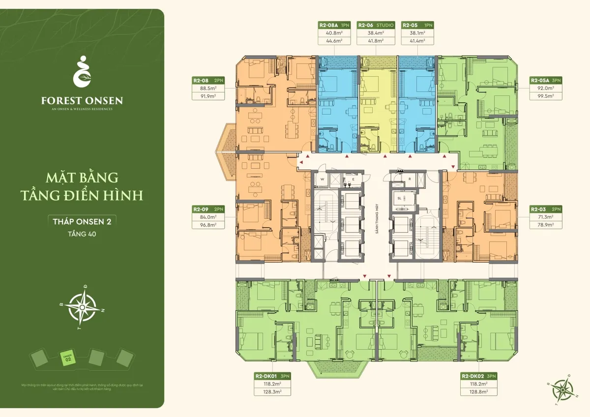 mặt bằng tầng 40 tháp r2 forest onsen eco retreat long an