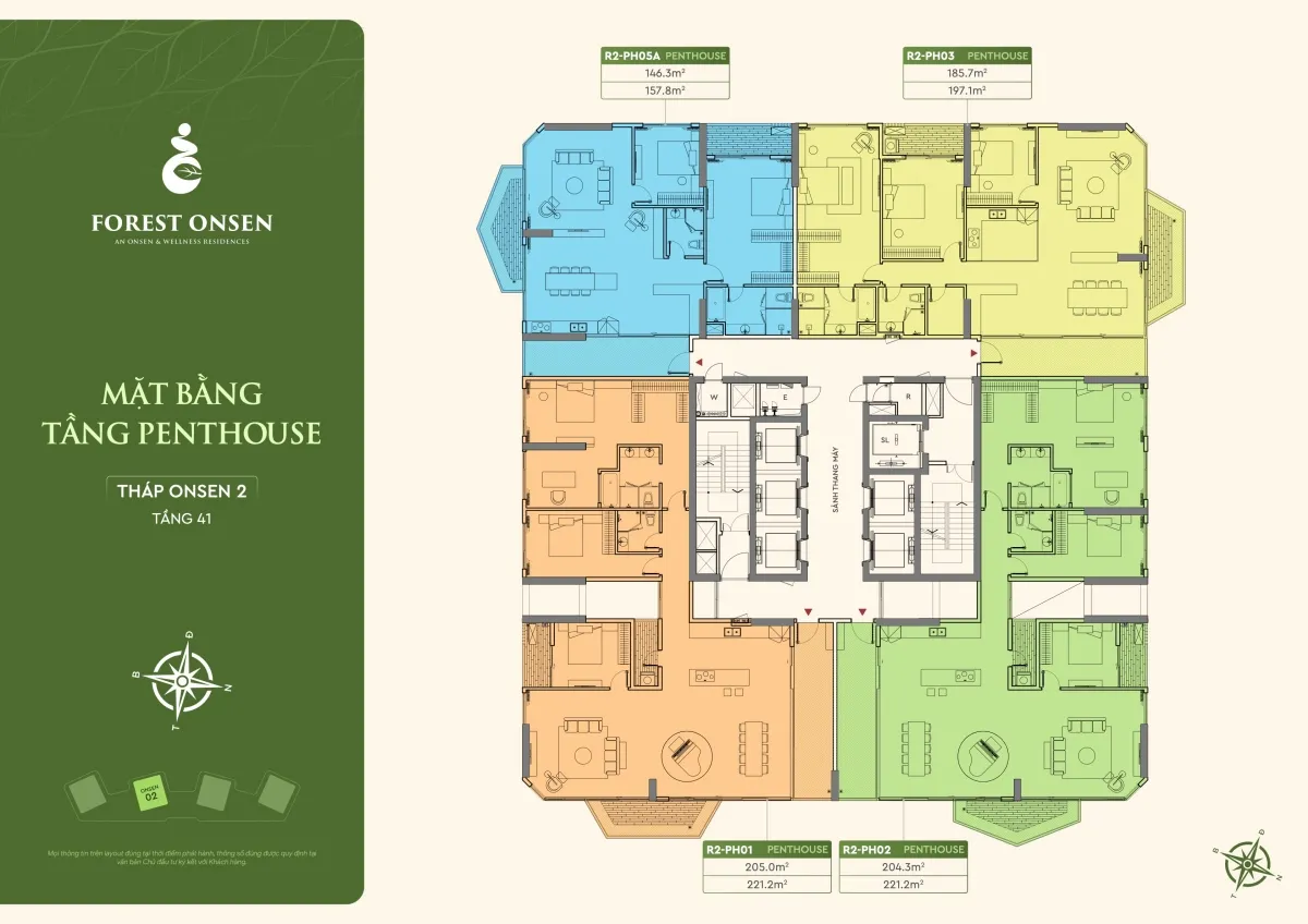 mặt bằng tầng 41 sky villa penthouse tháp r2 forest onsen eco retreat long an