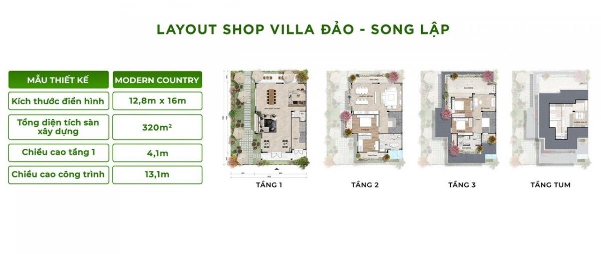 Mặt bằng biệt thự đảo Eco Retreat | Full layout chi tiết