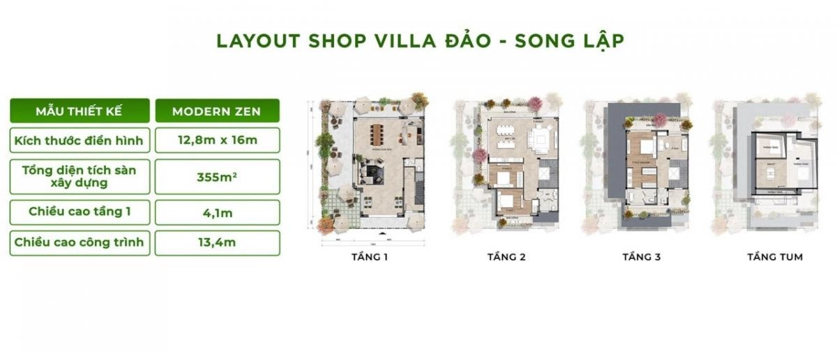Mặt bằng biệt thự đảo Eco Retreat | Full layout chi tiết