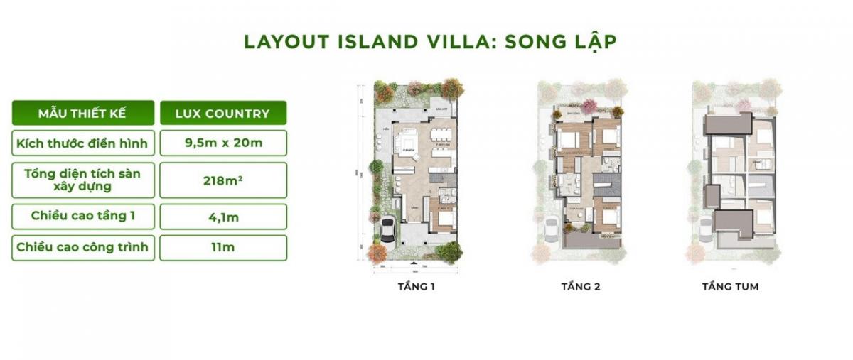 Mặt bằng biệt thự đảo Eco Retreat | Full layout chi tiết