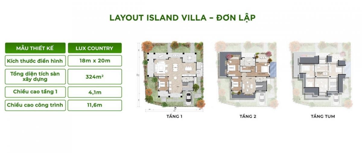 Mặt bằng biệt thự đảo Eco Retreat | Full layout chi tiết