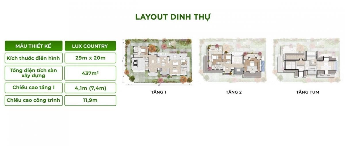 Mặt bằng biệt thự đảo Eco Retreat | Full layout chi tiết