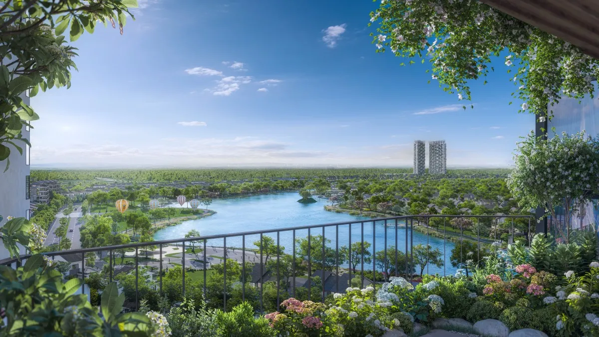 cảnh quan nội khu tầng tiện ích forest onsen eco retreat long an hồ cây xanh