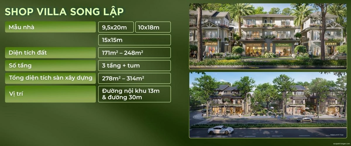 Shop Villa Ecopark Long An – Giá bán & Phân tích