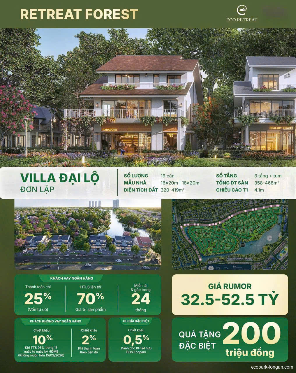 Villa rừng song lập Retreat Forest Ecopark Long An