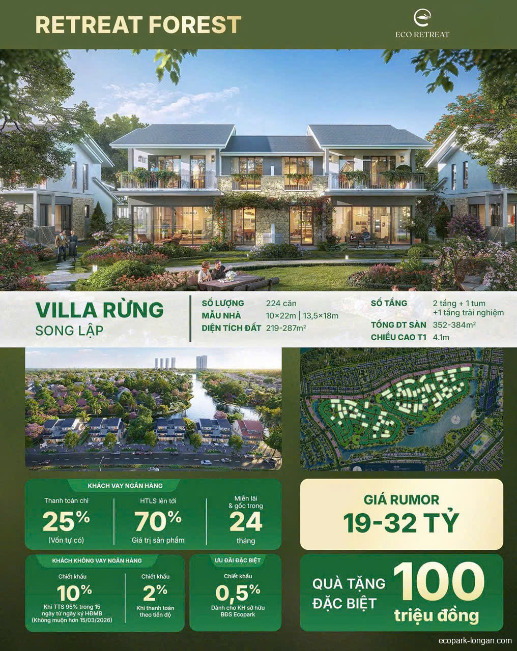 Villa rừng song lập Retreat Forest Ecopark Long An